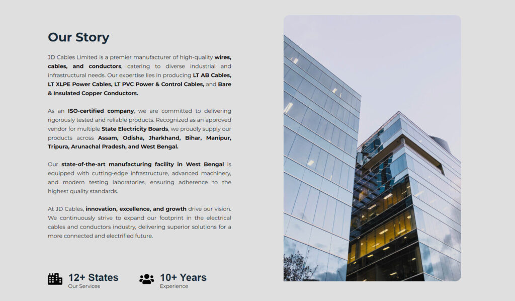 JD Cables Ltd about us story
